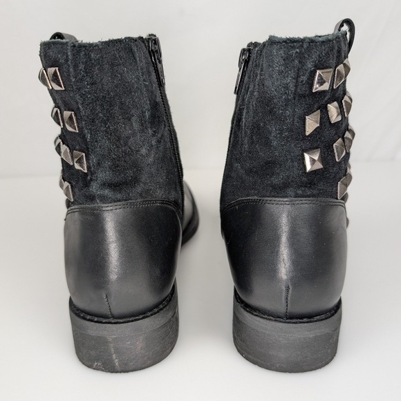 Vtg Y2K Black Leather Suede Studded Ankle Moto Boots Womens 9 EU 40 - Picture 4 of 13